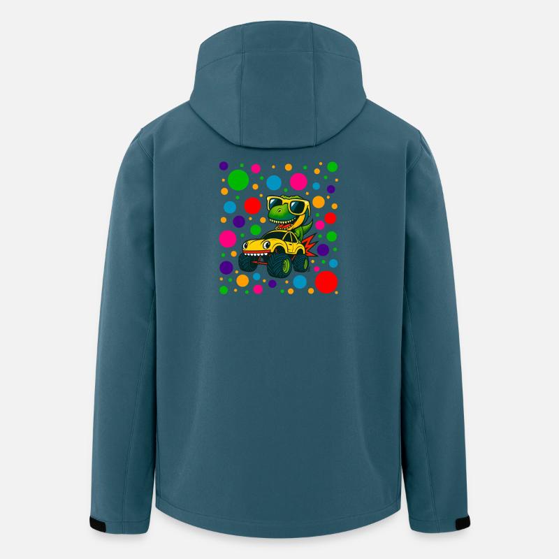 Dino-Treiber in Neon-Punkten - Recycelte Männer Softshell-Jacke von Stanley/Stella - Dunkles Petrol