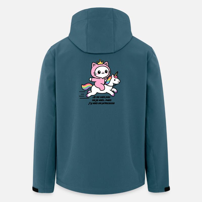 Rosa Katze auf Regenbogen-Einhorn - Recycelte Männer Softshell-Jacke von Stanley/Stella - Dunkles Petrol