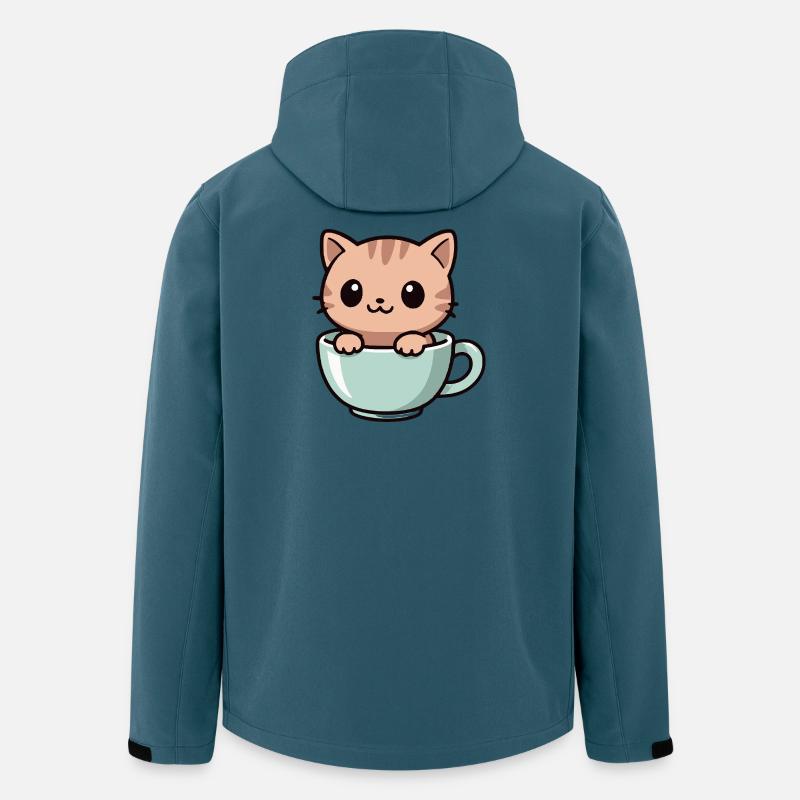 Cat in Coffee Mug - Cute Motif - Men’s Recycled Softshell Jacket by Stanley/Stella - stargazer