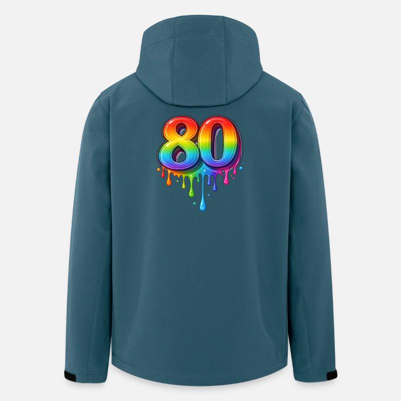 80 Regenbogen Retro Zahl   - Recycelte Männer Softshell-Jacke von Stanley/Stella - Dunkles Petrol