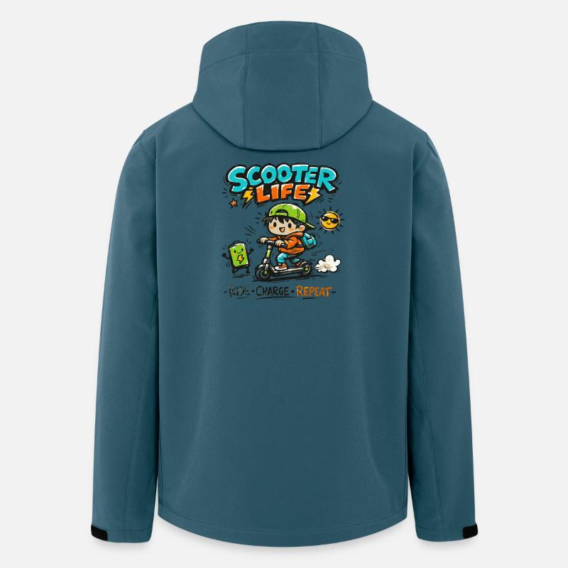 Scooter Life: Ride Charge Repeat - Recycelte Männer Softshell-Jacke von Stanley/Stella - Dunkles Petrol