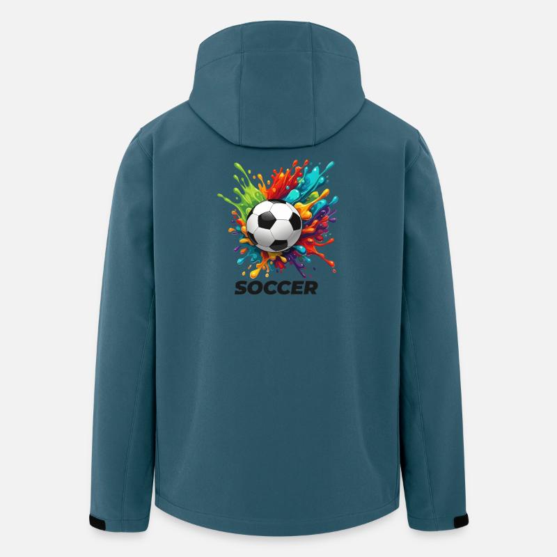 Lebendiges Splash-Fußball-Motiv - Recycelte Männer Softshell-Jacke von Stanley/Stella - Dunkles Petrol