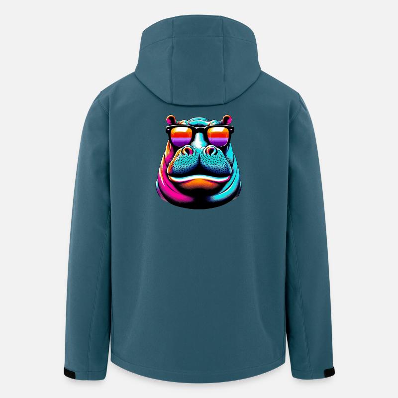 Hippopotame avec lunettes de soleil - Veste softshell homme en polyester recyclé Stanley/Stella - bleu pétrole foncé