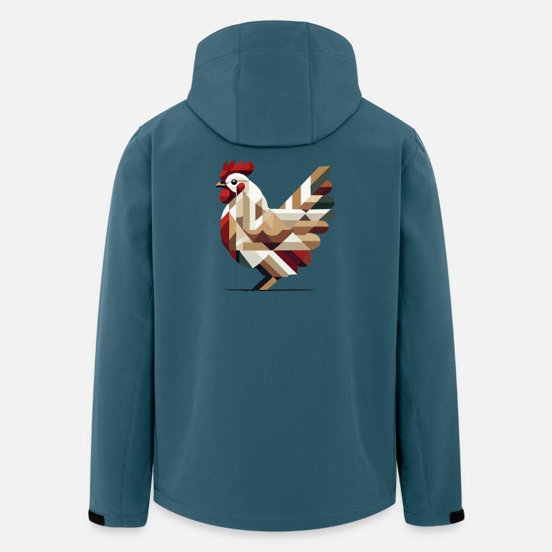 Geometrisches Huhn im modernen Polygon-Stil - Recycelte Männer Softshell-Jacke von Stanley/Stella - Dunkles Petrol