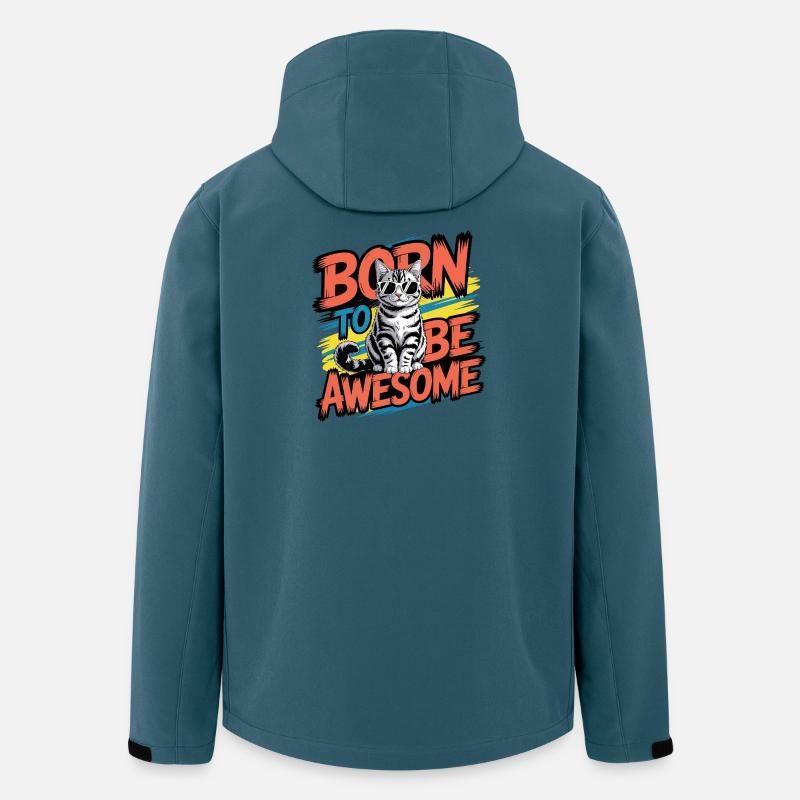 Né pour être génial, chat cool - Veste softshell homme en polyester recyclé Stanley/Stella - bleu pétrole foncé
