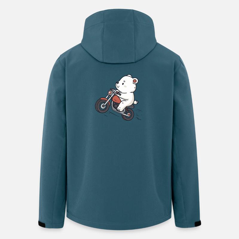Eisbär Biker Retro Motorrad - Recycelte Männer Softshell-Jacke von Stanley/Stella - Dunkles Petrol