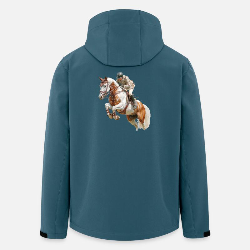 Cavalier sauteur au galop - Veste softshell homme en polyester recyclé Stanley/Stella - bleu pétrole foncé