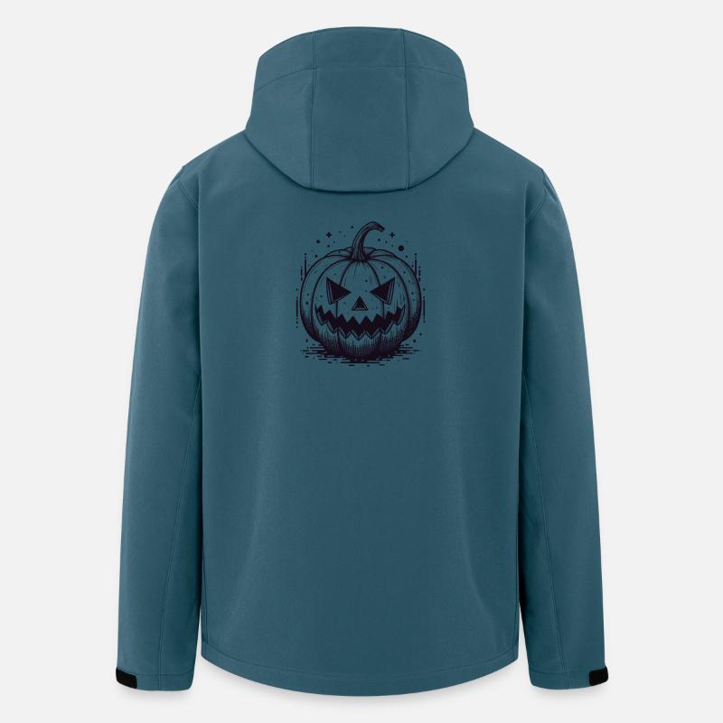 Schwarzer Jackolantern Kürbis - Recycelte Männer Softshell-Jacke von Stanley/Stella - Dunkles Petrol