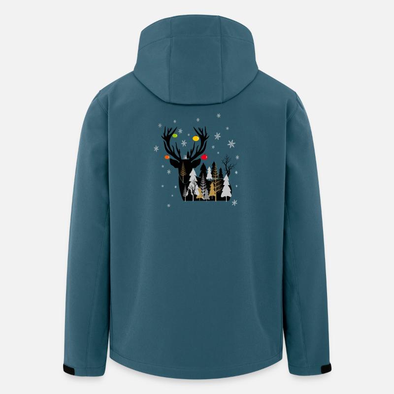 Winterwald mit Rentier  - Recycelte Männer Softshell-Jacke von Stanley/Stella - Dunkles Petrol