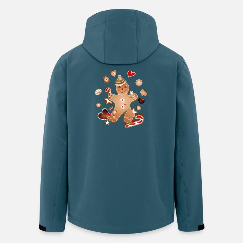 Fröhlicher Lebkuchenmann mit Weihnachtsplätzchen - Recycelte Männer Softshell-Jacke von Stanley/Stella - Dunkles Petrol