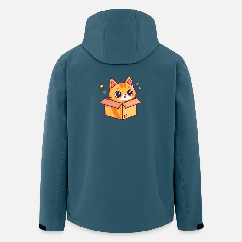 Glückliches Kätzchen in einem Pappkarton - Recycelte Männer Softshell-Jacke von Stanley/Stella - Dunkles Petrol