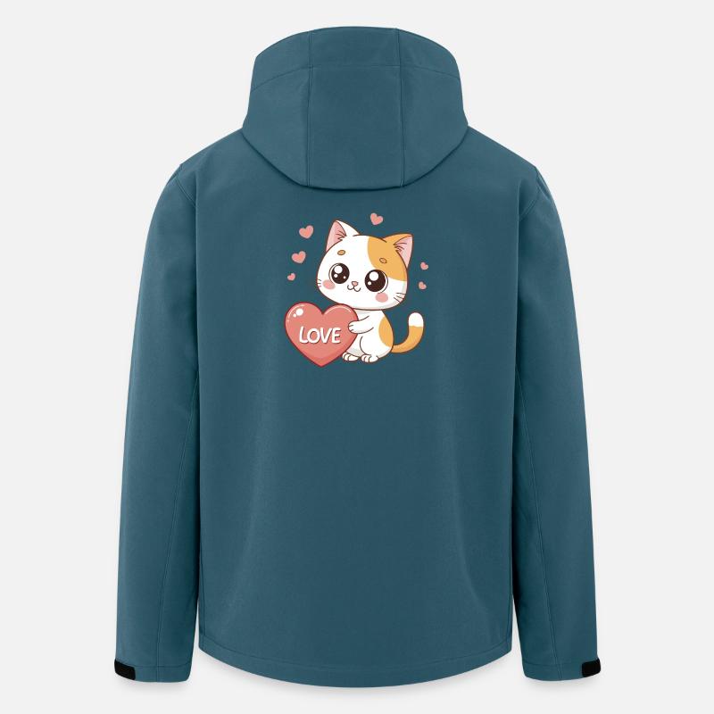 Kawaii Katzenherz-Liebe - Recycelte Männer Softshell-Jacke von Stanley/Stella - Dunkles Petrol