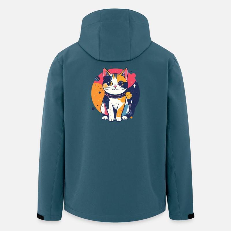 Space Cat Farveverden Kat Kærlighed Pop Art-motiv - Stanley/Stella herre softshelljakke i genanvendt polyester - mørk petrol