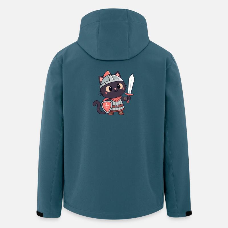 Chat Chevalier: épée et écu mignon - Veste softshell homme en polyester recyclé Stanley/Stella - bleu pétrole foncé