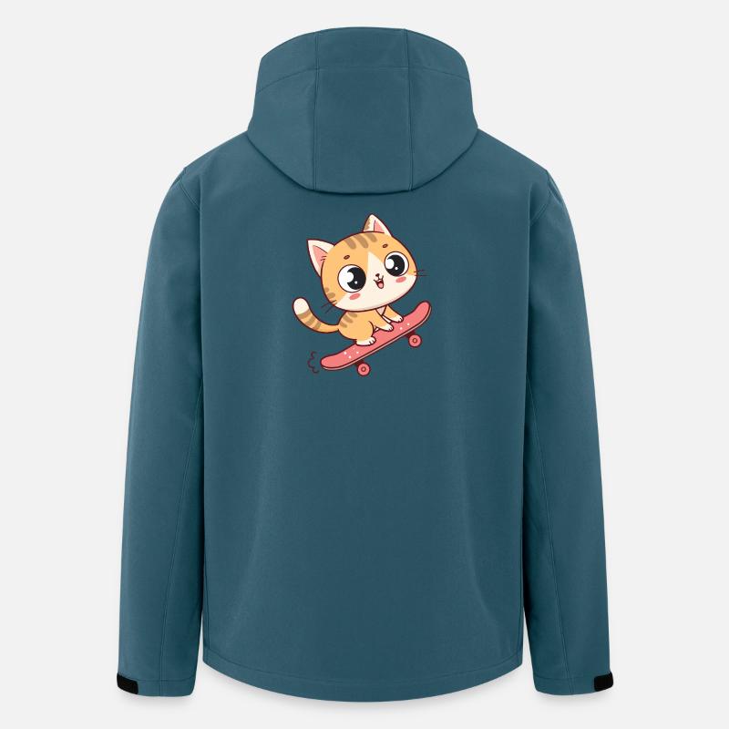 Niedliches Skateboard-Kätzchen - Recycelte Männer Softshell-Jacke von Stanley/Stella - Dunkles Petrol