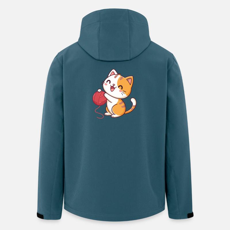 Glückliches Kätzchen und roter Ball - Recycelte Männer Softshell-Jacke von Stanley/Stella - Dunkles Petrol