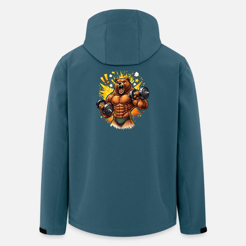 Starker Bodybuilder Bär Illustration   - Recycelte Männer Softshell-Jacke von Stanley/Stella - Dunkles Petrol