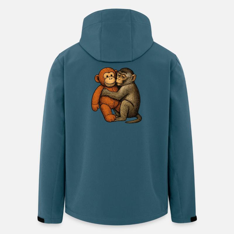 Câlin de singe : Amitié de singe - Veste softshell homme en polyester recyclé Stanley/Stella - bleu pétrole foncé