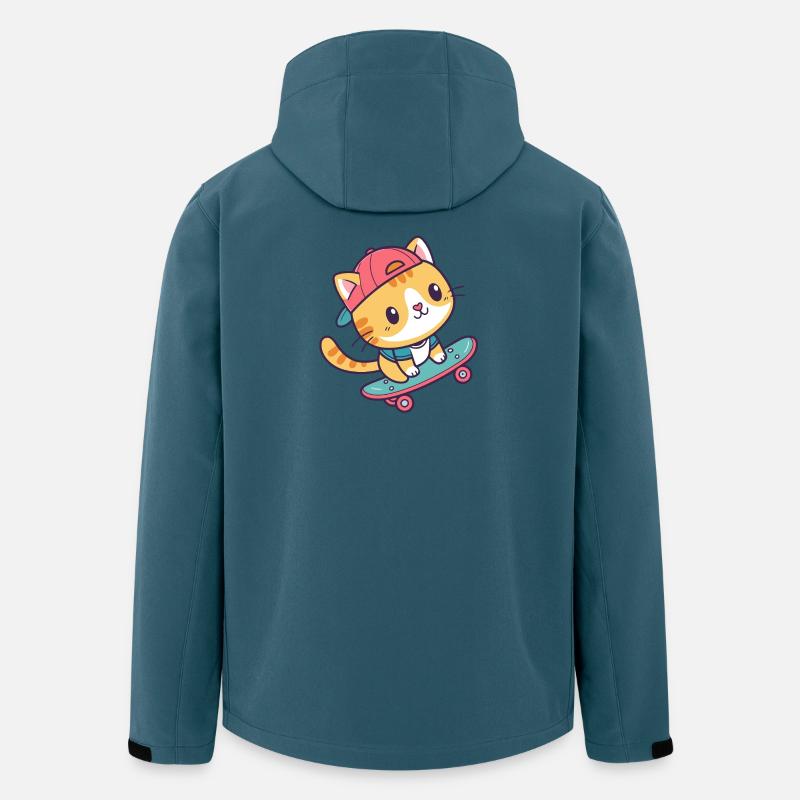 Bunte Skate-Katze - Recycelte Männer Softshell-Jacke von Stanley/Stella - Dunkles Petrol