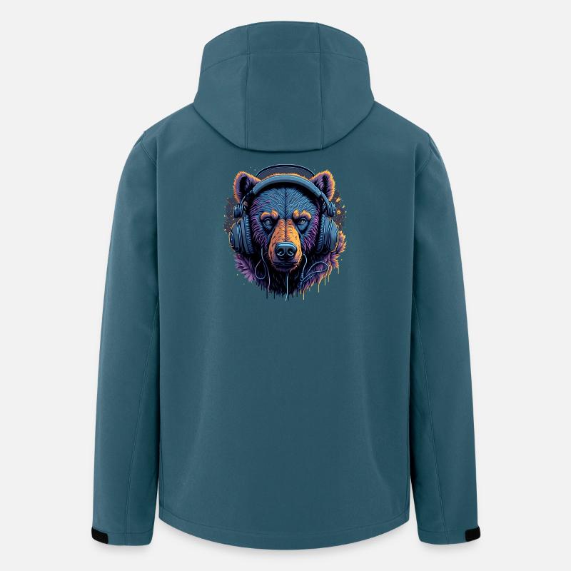Neonbär mit Kopfhörern DJ - Recycelte Männer Softshell-Jacke von Stanley/Stella - Dunkles Petrol