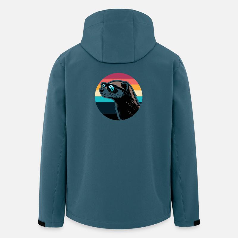 Frettchen-Silhouette Retro-Regenbogen - Recycelte Männer Softshell-Jacke von Stanley/Stella - Dunkles Petrol