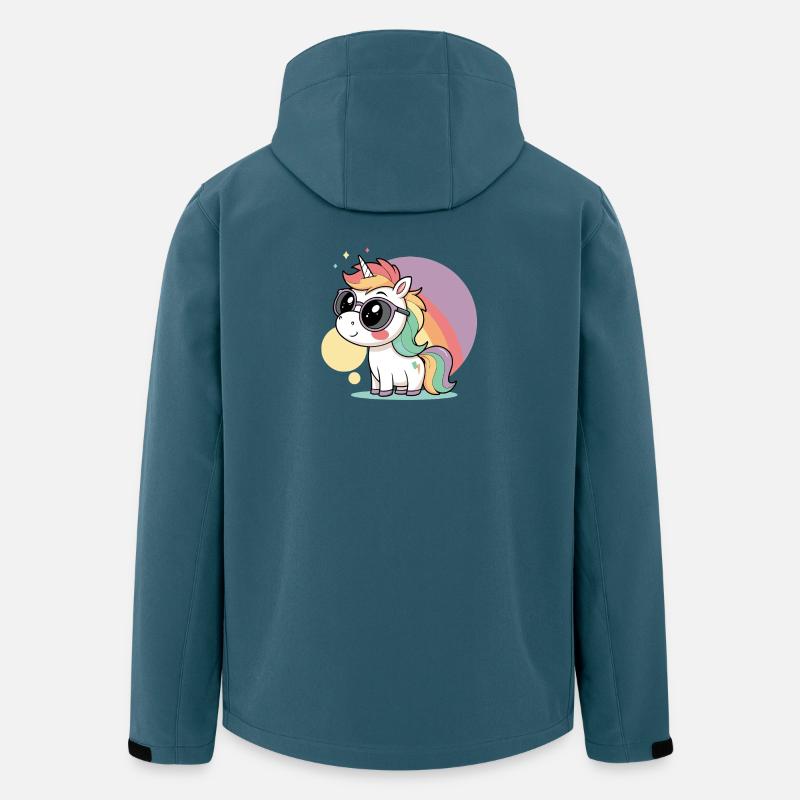 Pastell-Einhorn in Brille und Regenbogen - Recycelte Männer Softshell-Jacke von Stanley/Stella - Dunkles Petrol