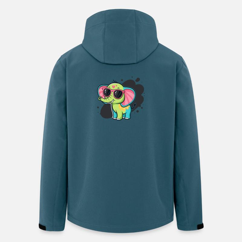 Bunter Elefant mit rosa Brille - Recycelte Männer Softshell-Jacke von Stanley/Stella - Dunkles Petrol