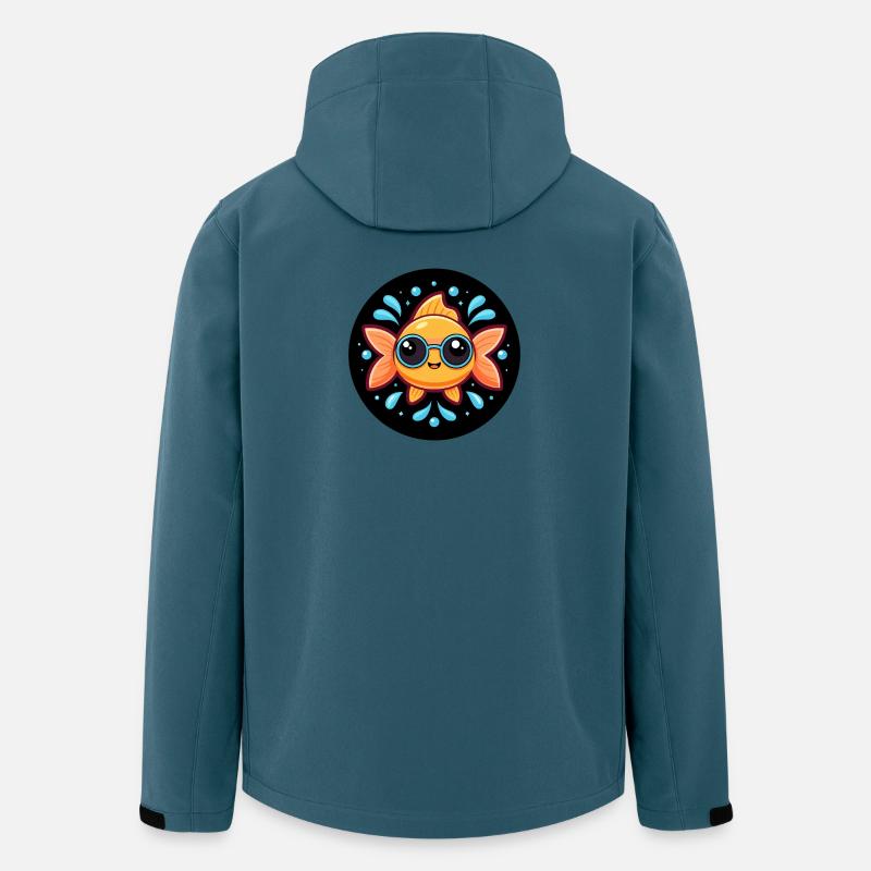 Bunte Kawaii-Gläser Fisch - Recycelte Männer Softshell-Jacke von Stanley/Stella - Dunkles Petrol