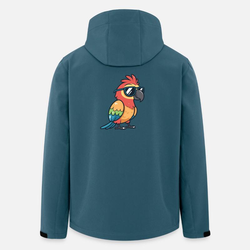 Süßer, schicker Papagei mit Sonnenbrille - Recycelte Männer Softshell-Jacke von Stanley/Stella - Dunkles Petrol