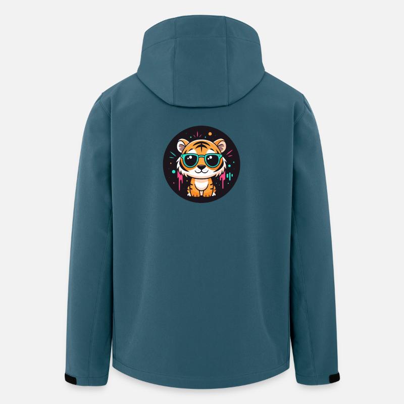 Tiger-Neon-Türkisgläser - Recycelte Männer Softshell-Jacke von Stanley/Stella - Dunkles Petrol