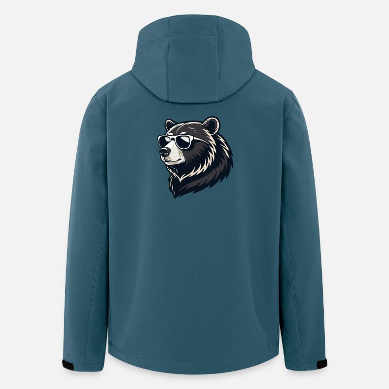 Ours en lunettes de soleil graphique - Veste softshell homme en polyester recyclé Stanley/Stella - bleu pétrole foncé