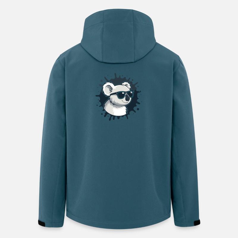 Koala-Chic-Brille auf blauem Splash - Recycelte Männer Softshell-Jacke von Stanley/Stella - Dunkles Petrol