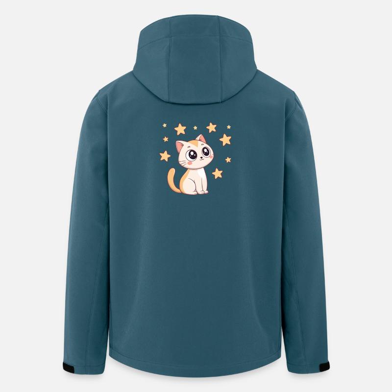 Chat étoilé kawaii - Veste softshell homme en polyester recyclé Stanley/Stella - bleu pétrole foncé