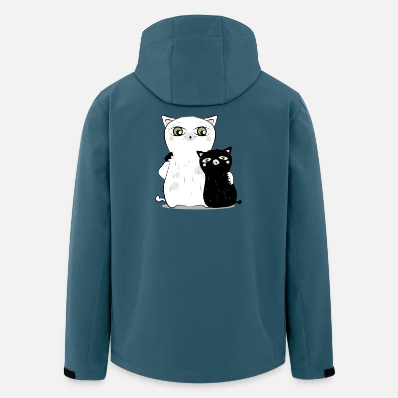 weiße Katze schwarzer Kater - Recycelte Männer Softshell-Jacke von Stanley/Stella - Dunkles Petrol