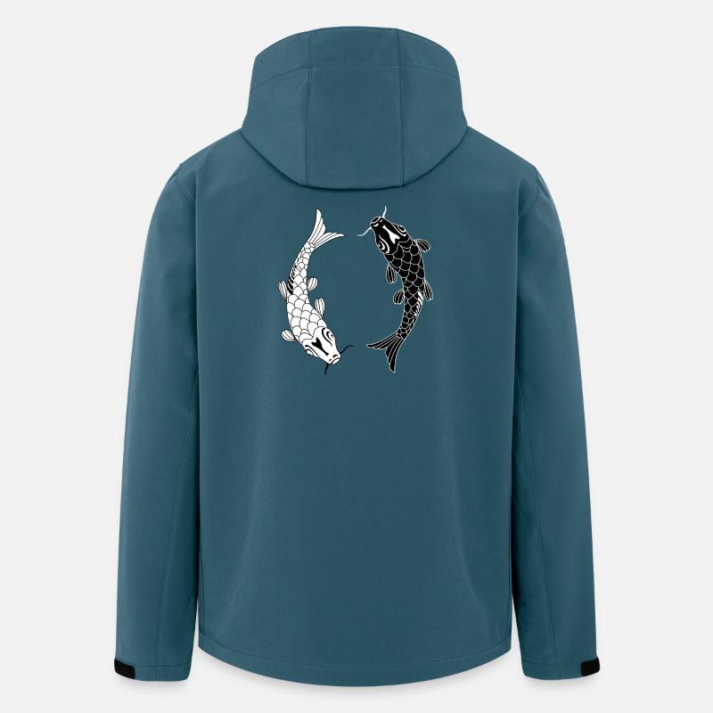 Poisson noir blanc Ying et yang - Veste softshell homme en polyester recyclé Stanley/Stella - bleu pétrole foncé