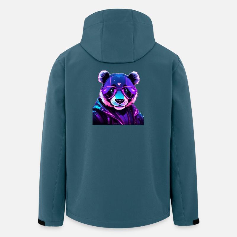 Cyberpunk Panda mit Neonbrille - Recycelte Männer Softshell-Jacke von Stanley/Stella - Dunkles Petrol