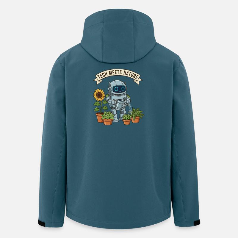 Tech trifft Natur Roboter Gärtner - Recycelte Männer Softshell-Jacke von Stanley/Stella - Dunkles Petrol