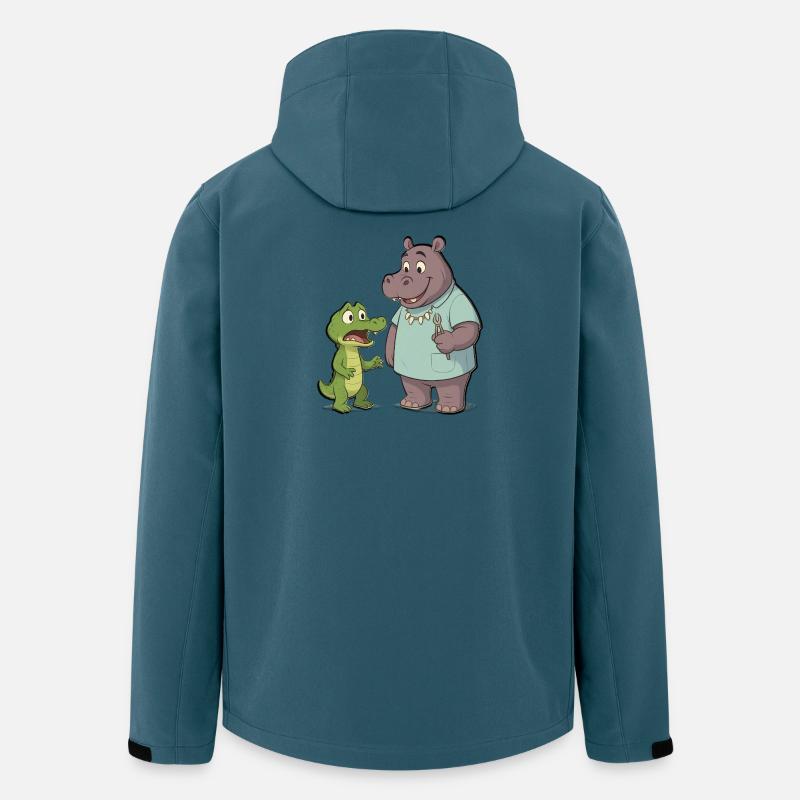 Hippo dentiste et Crocodile Aventure - Veste softshell homme en polyester recyclé Stanley/Stella - bleu pétrole foncé