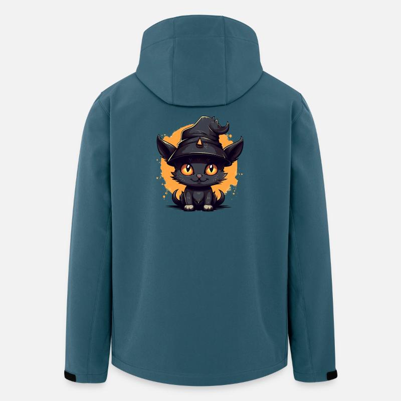 Hexenkatze im Halloween-Look - Katze - Recycelte Männer Softshell-Jacke von Stanley/Stella - Dunkles Petrol