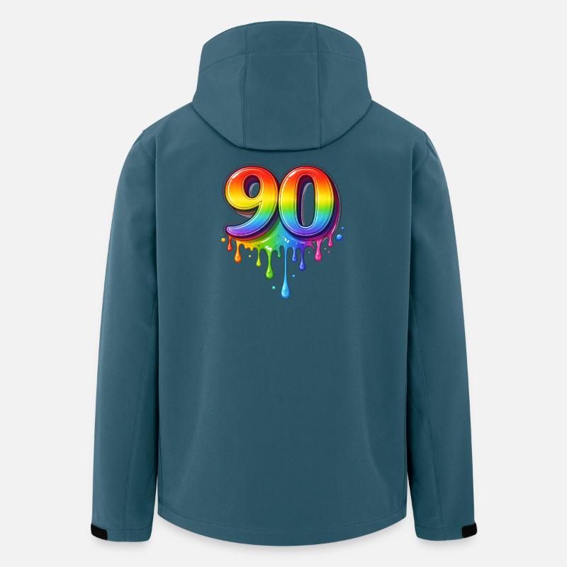 90 Regenbogen Retro Zahl   - Recycelte Männer Softshell-Jacke von Stanley/Stella - Dunkles Petrol