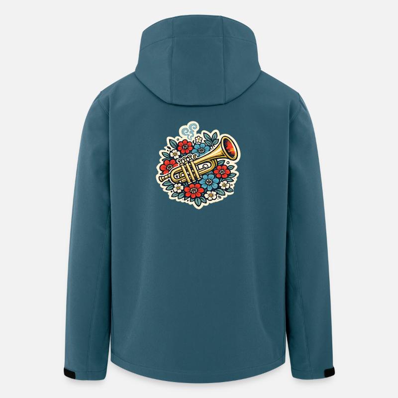 Florale Trompetenexplosion - Recycelte Männer Softshell-Jacke von Stanley/Stella - Dunkles Petrol