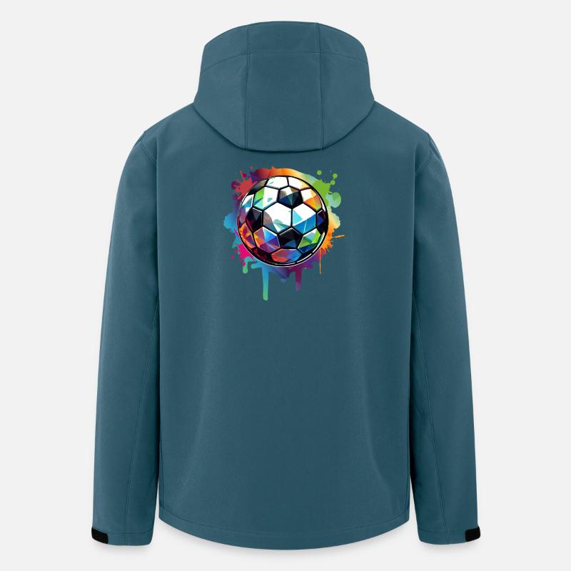 Buntes urbanes Fußball Graffiti mit Lichtreflexe - Recycelte Männer Softshell-Jacke von Stanley/Stella - Dunkles Petrol