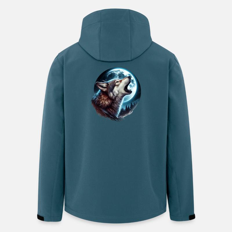 Wolf heult den Vollmond an - Recycelte Männer Softshell-Jacke von Stanley/Stella - Dunkles Petrol