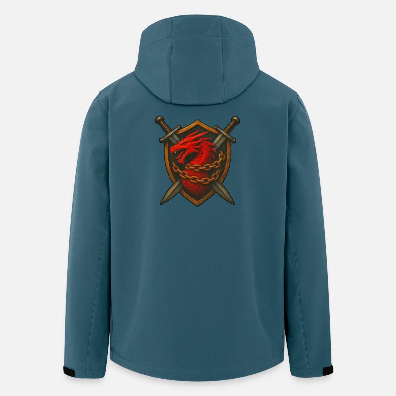 Roter Drache auf Schild mit Ketten - Recycelte Männer Softshell-Jacke von Stanley/Stella - Dunkles Petrol