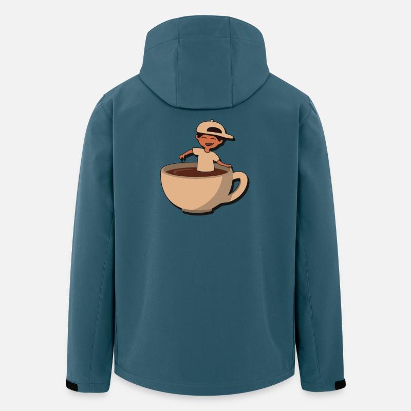 Éclaboussure de café Cup Buddy - Veste softshell homme en polyester recyclé Stanley/Stella - bleu pétrole foncé