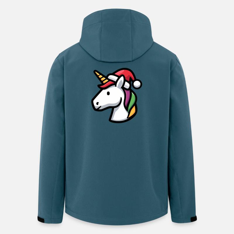 Einhorn mit Weihnachtsmütze Regenbogen Mähne - Recycelte Männer Softshell-Jacke von Stanley/Stella - Dunkles Petrol