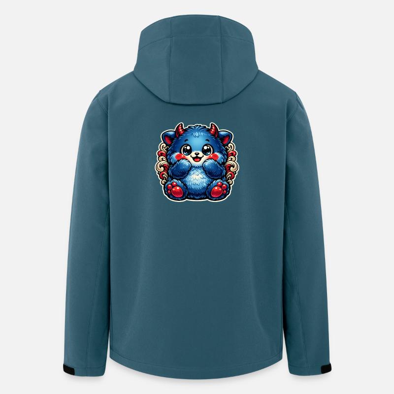 Panda bleu câlin aux pattes rouges - Veste softshell homme en polyester recyclé Stanley/Stella - bleu pétrole foncé