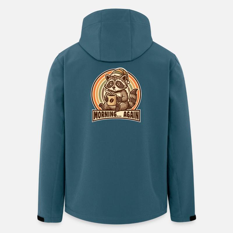 Morgenmuffel Waschbär mit Kaffee - Veste softshell homme en polyester recyclé Stanley/Stella - bleu pétrole foncé