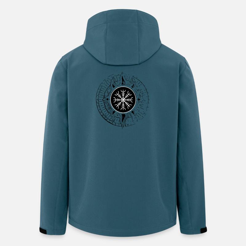 Ægishjálmur Helm des Ægir weiß - Recycelte Männer Softshell-Jacke von Stanley/Stella - Dunkles Petrol