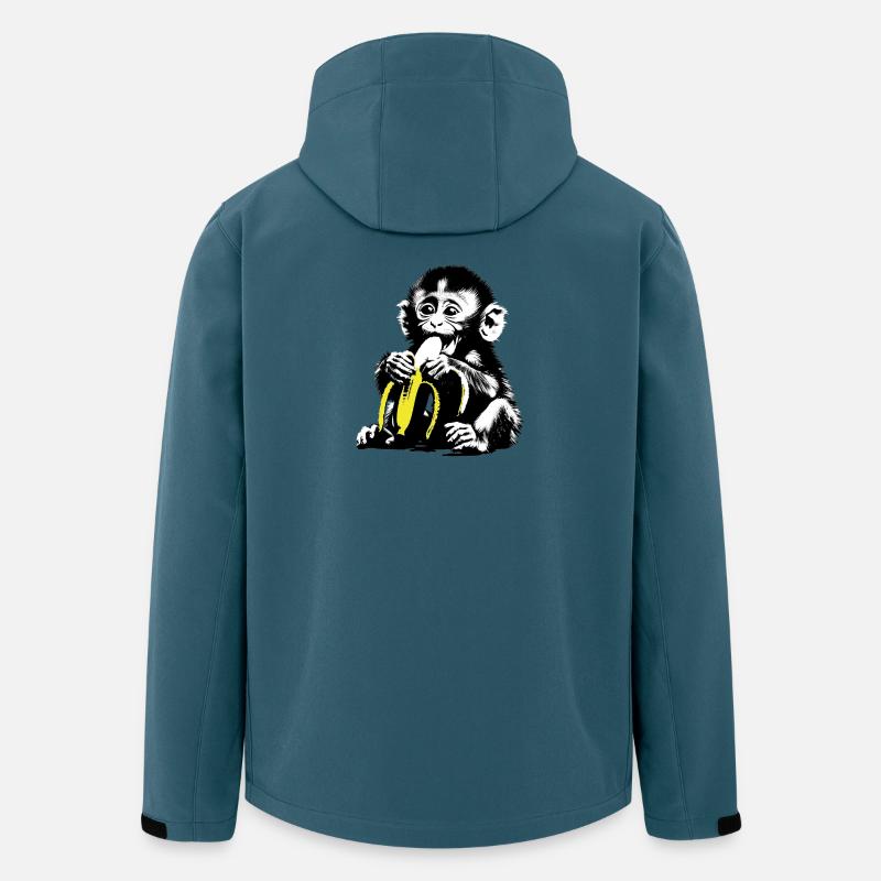Verspieltes Affenmotiv mit Banane - Recycelte Männer Softshell-Jacke von Stanley/Stella - Dunkles Petrol